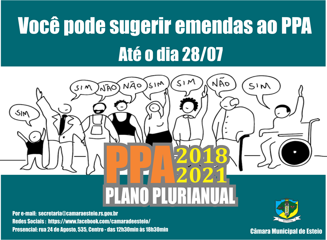 Câmara dá  prazo à comunidade e entidades para sugestões de emenda ao Plano Plurianual 