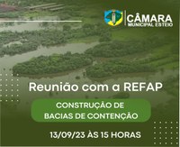 Câmara reúne-se hoje (13) com Refap para tratar de bacias de amortecimento de água