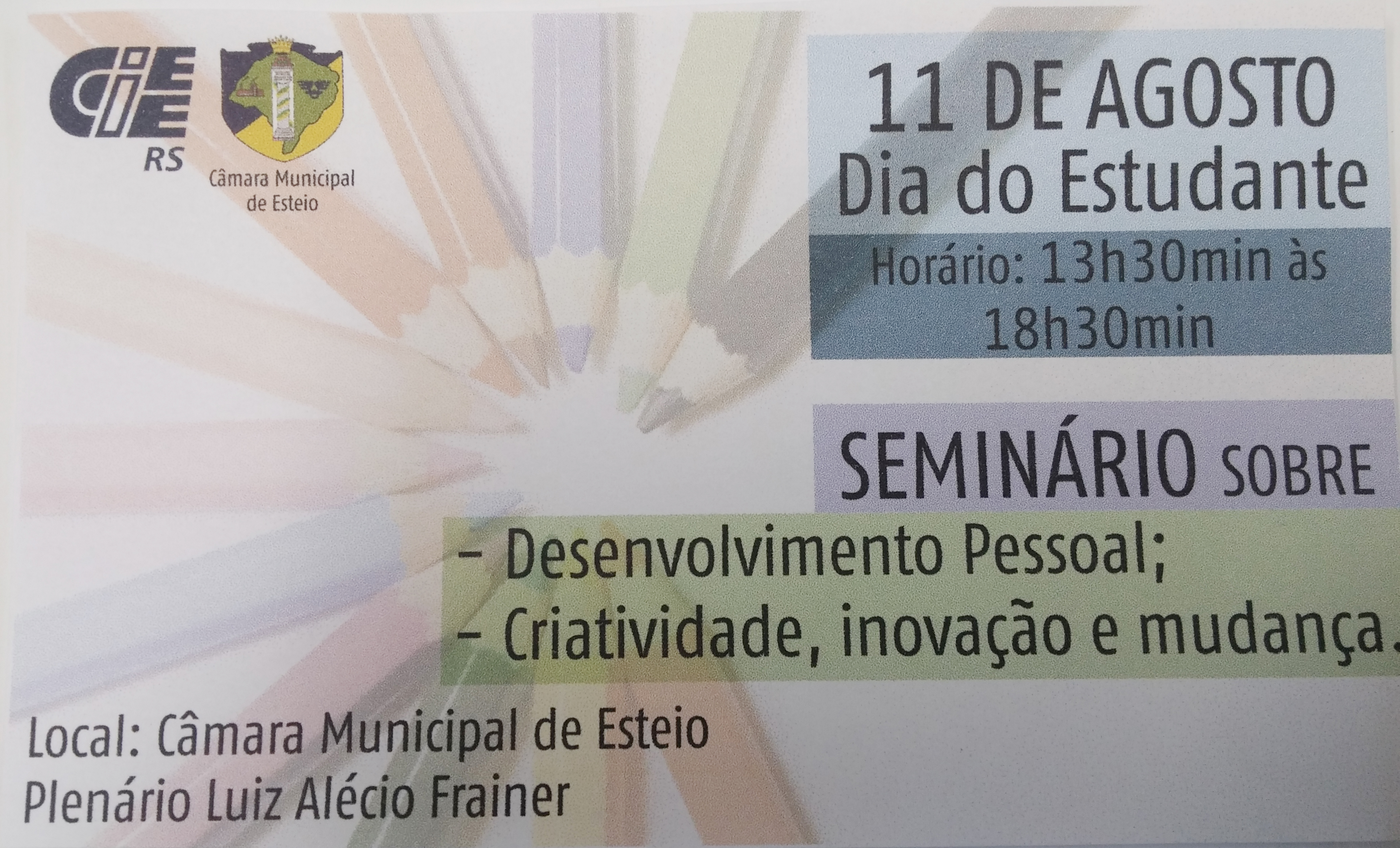 Câmara vai realizar palestra para o Dia do Estudante