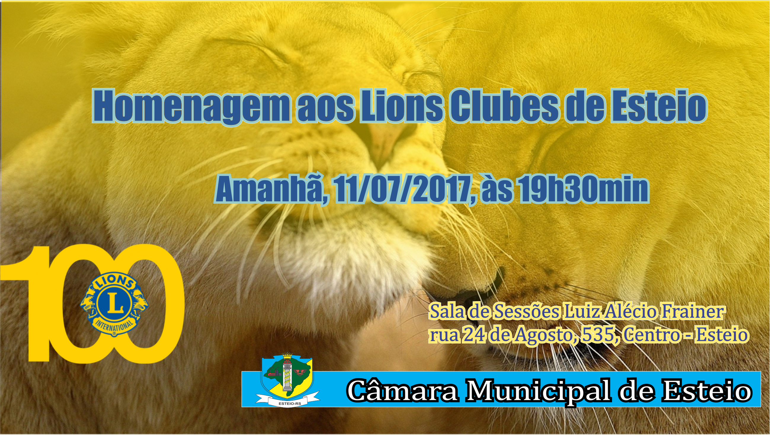 Centenário do Lions Internacional será comemorado pela Câmara de Esteio amanhã