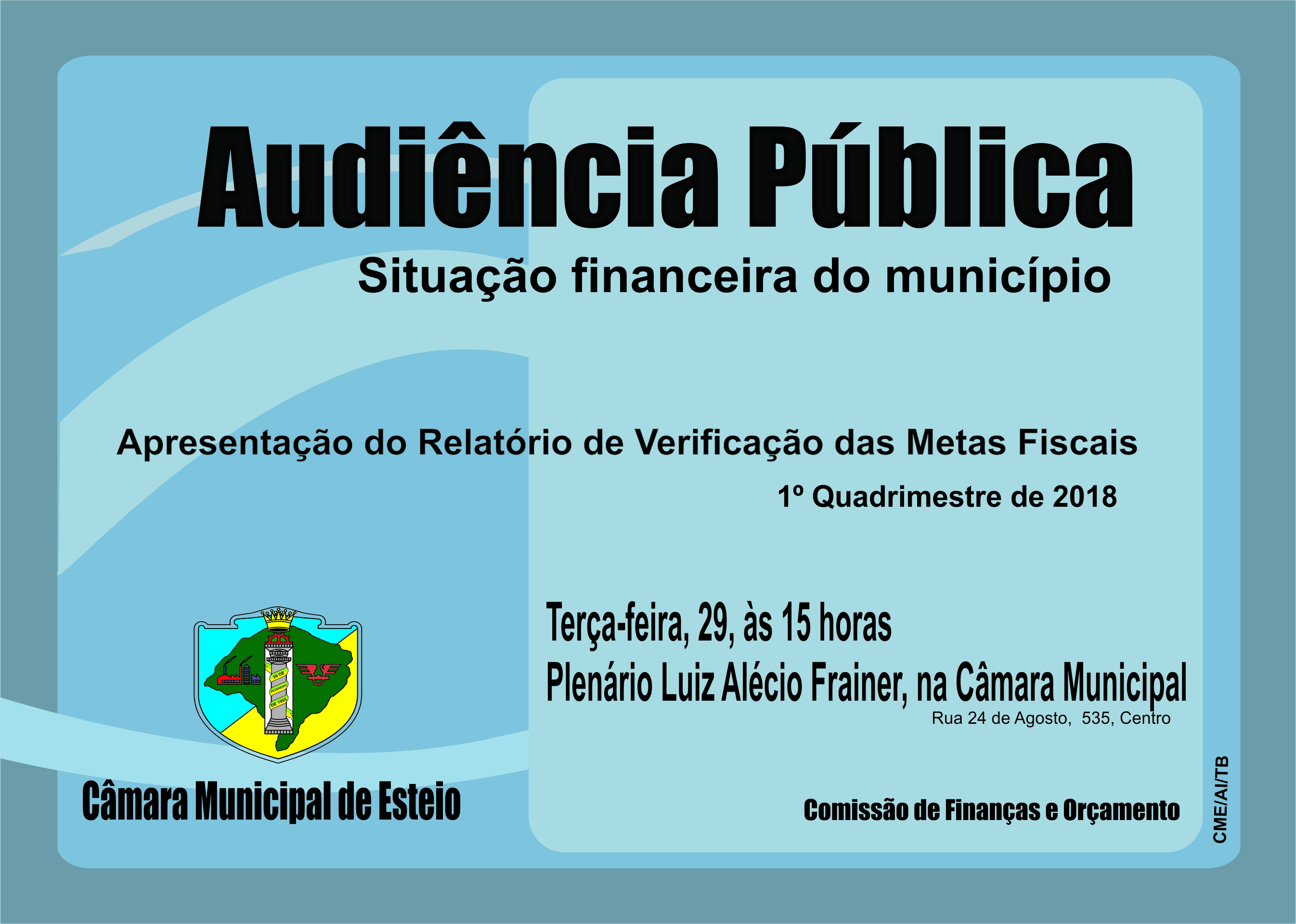 Situação financeira do município será debatida em audiência pública amanhã