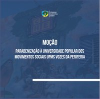 Universidade Popular dos Movimentos Sociais recebe moção da Câmara